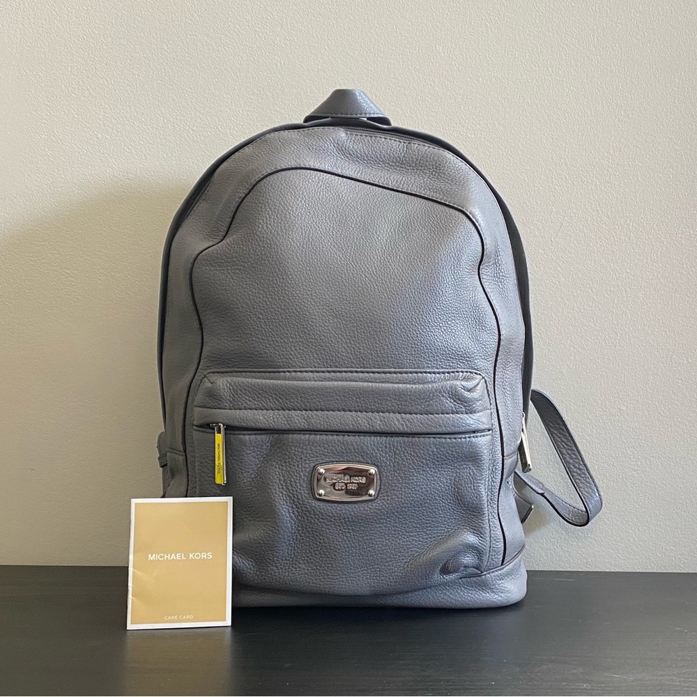 Michael Kors Grey Pebbled Leather Large Jet Set Backpack